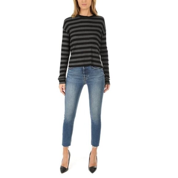 GRLFRND Karolina Jeans Button Fly Hi-Rise Button Fly Raw Hem Womens 27 Blue NWT - Picture 1 of 15